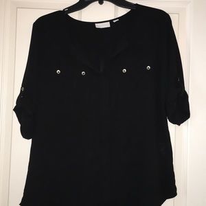 New York & Company Black Button detailed Blouse